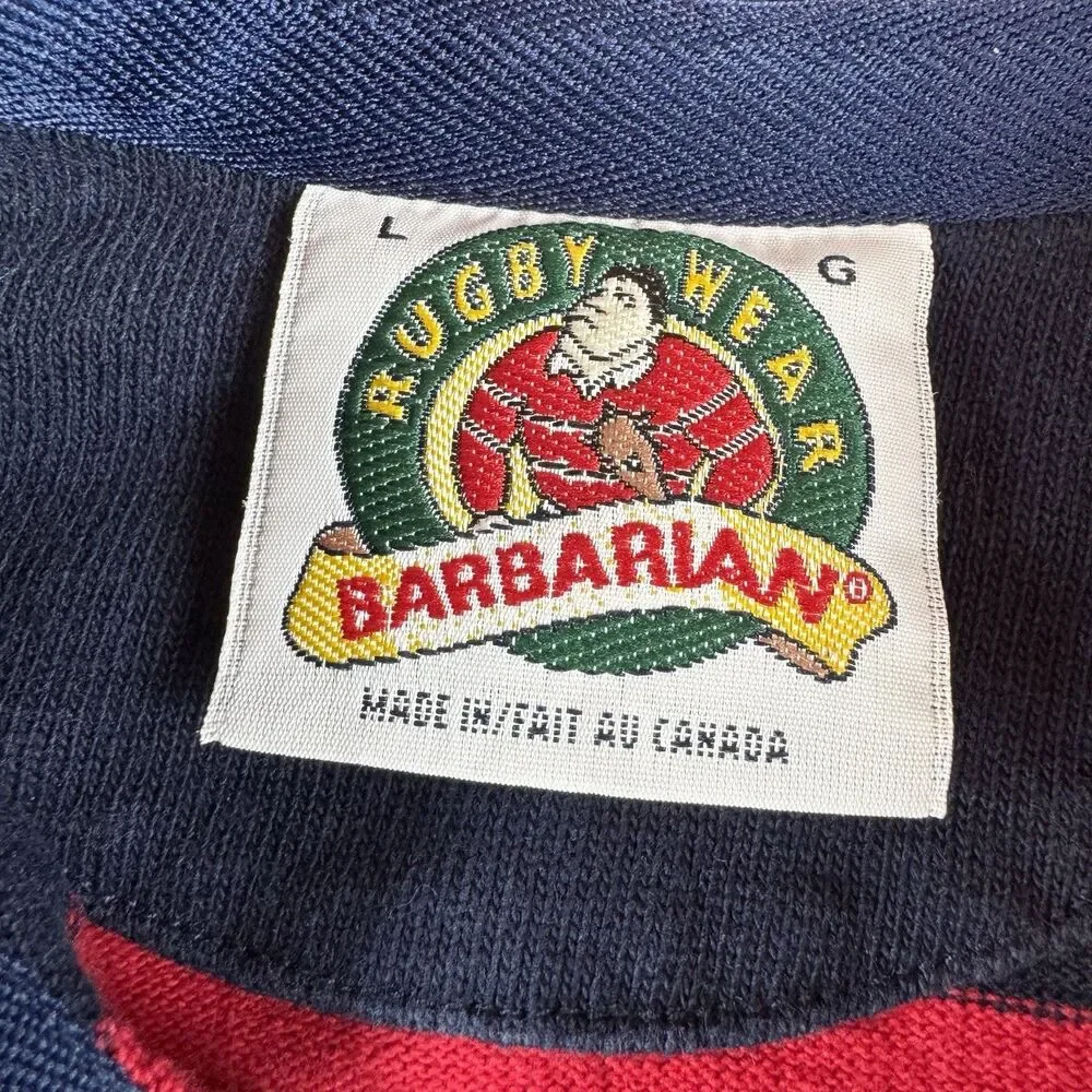Vintage Rugby Wear Barbarian Rugby Shirt Large Red Navy Striped Heavyweight